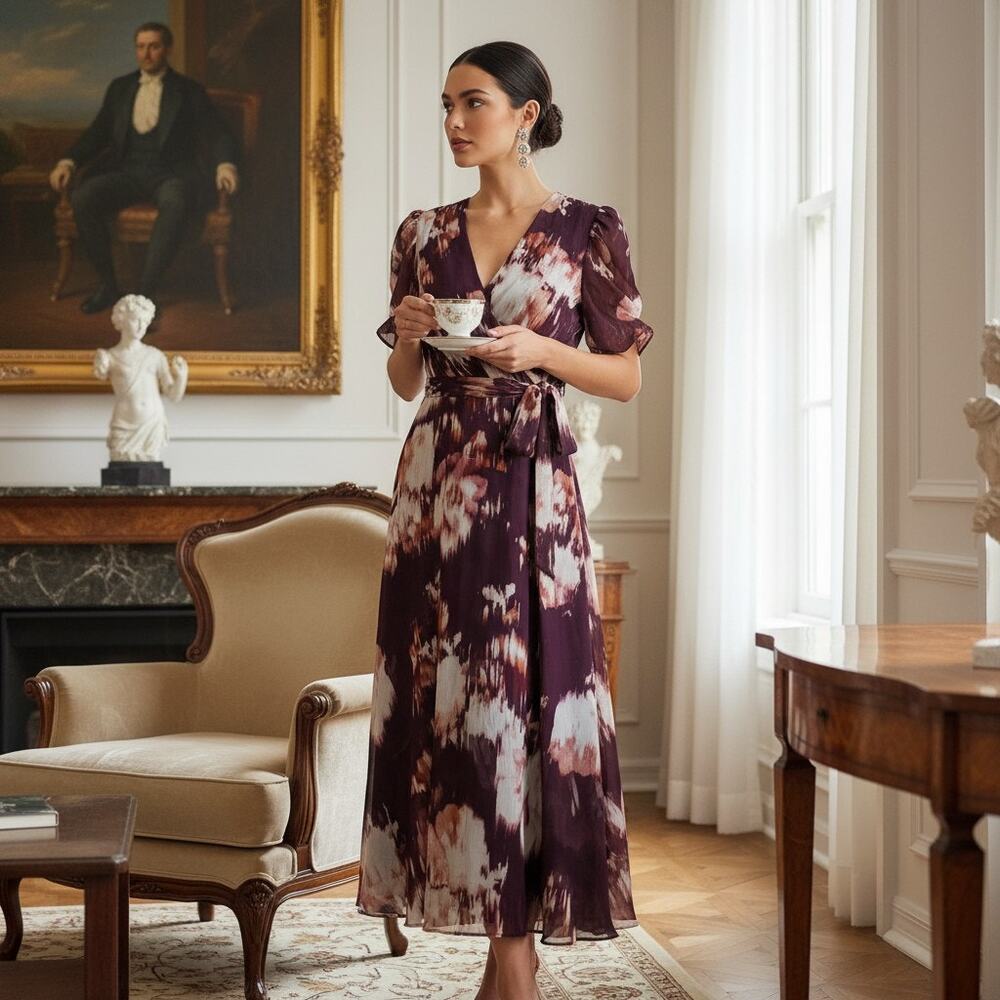 DKNY Purple Watercolor Print Dress Size 4 – NEW w/ Partial Tags